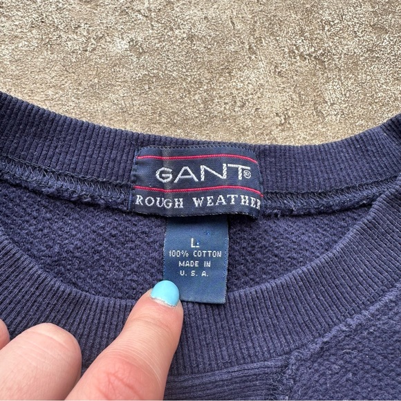 Vintage Gant rough weather V neck sweater pullover size L made in USA - Picture 3 of 7